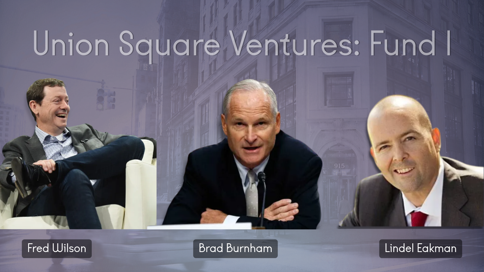 Fred Wilson, Brad Burnham, and Lindel Eakman in the Union Square Ventures Fund I case study
